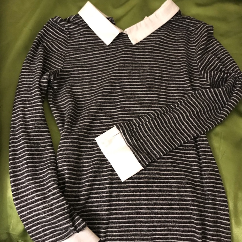 Grey and white collar dress